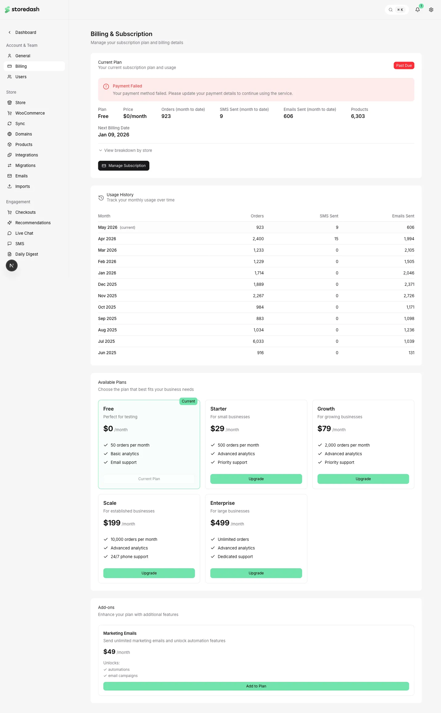 Billing Settings