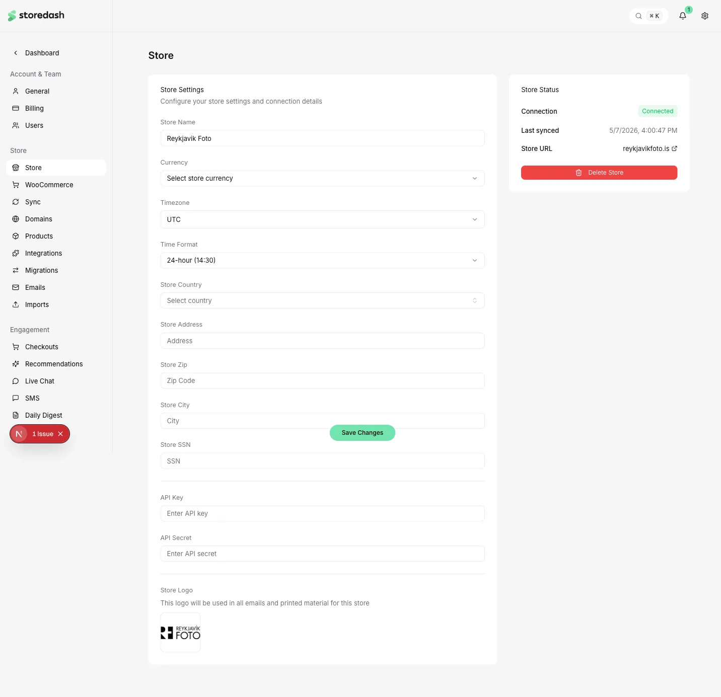 Store Settings