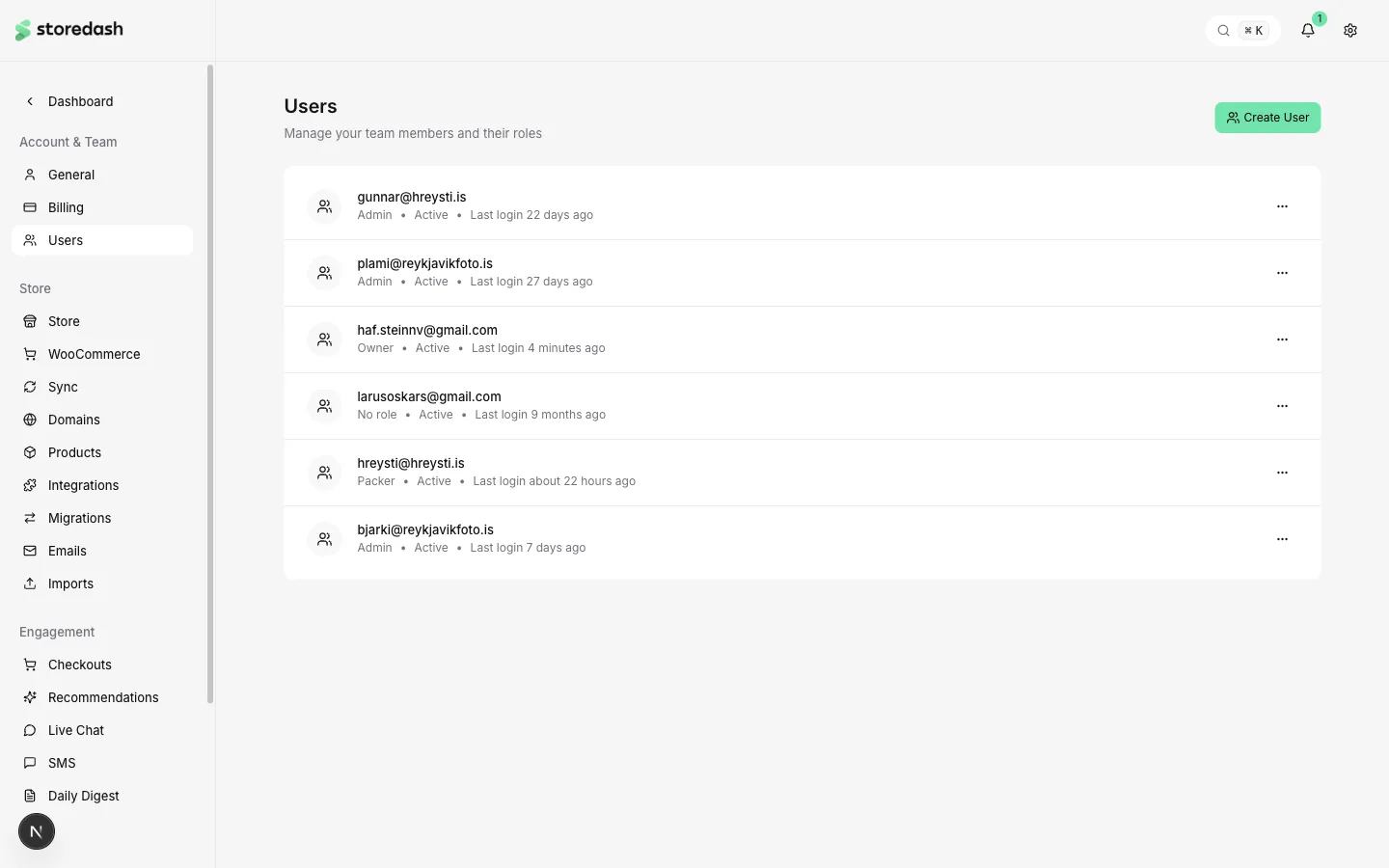 Users Settings